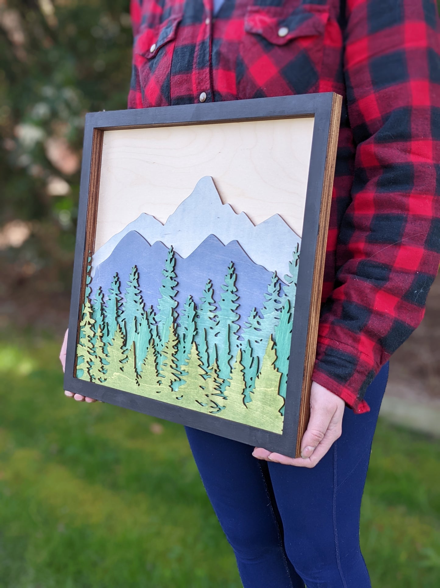 3D Layered Forest mountain scene Artwork 90.00