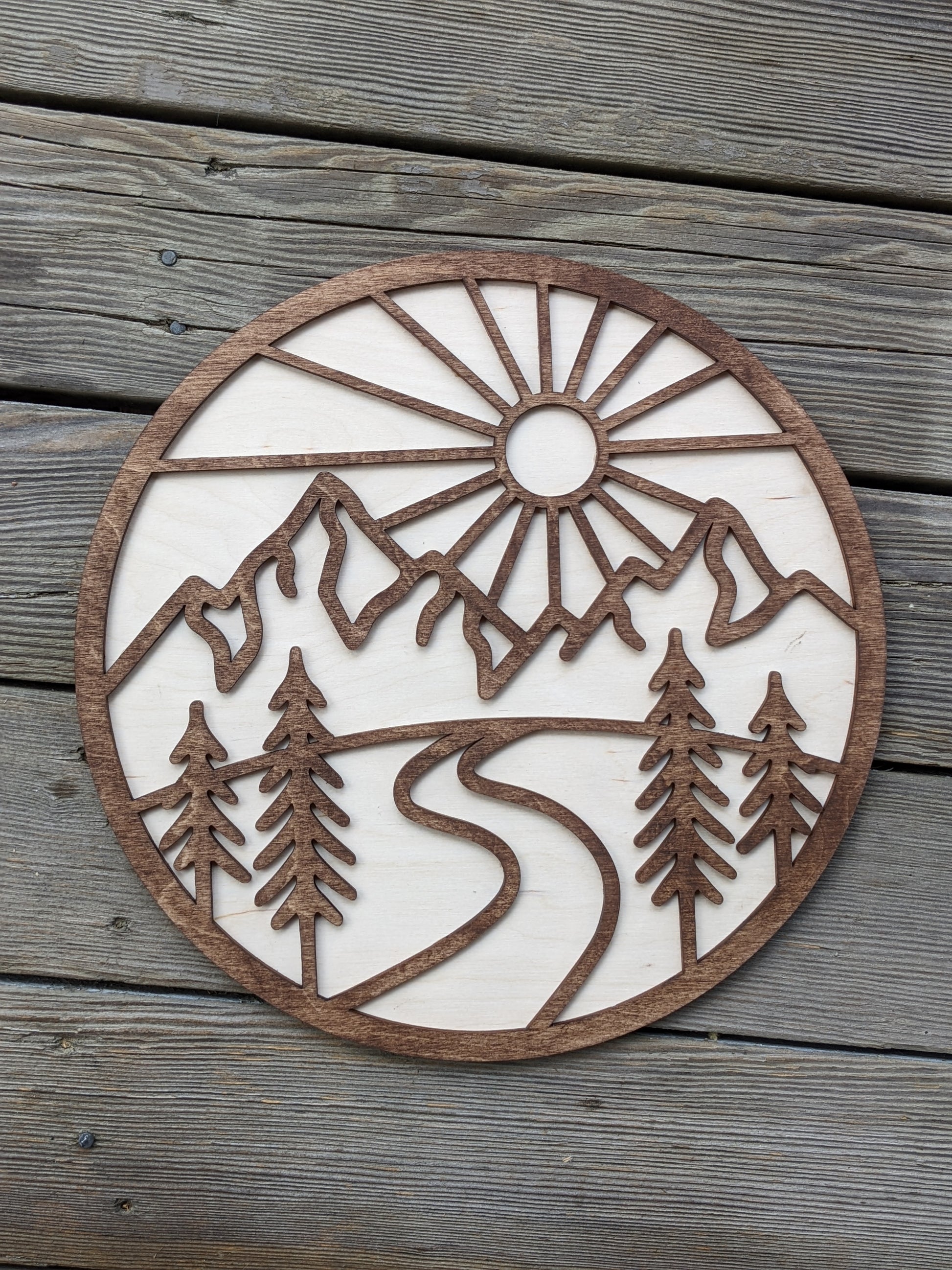 3D Layered Wood Mountain Wall Art Sign 35.00