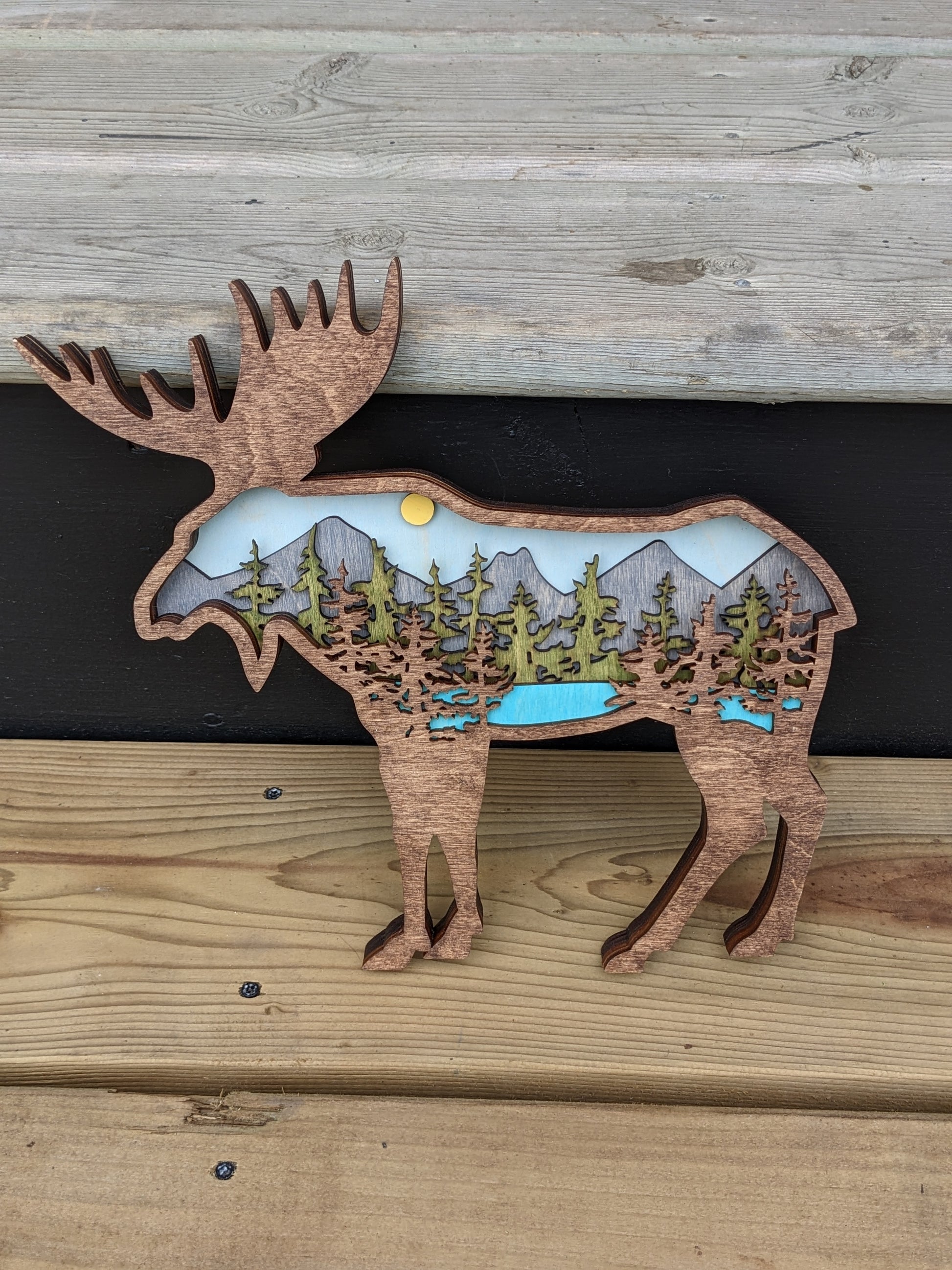 Moose shaped layered mountain scene Artwork 50.00