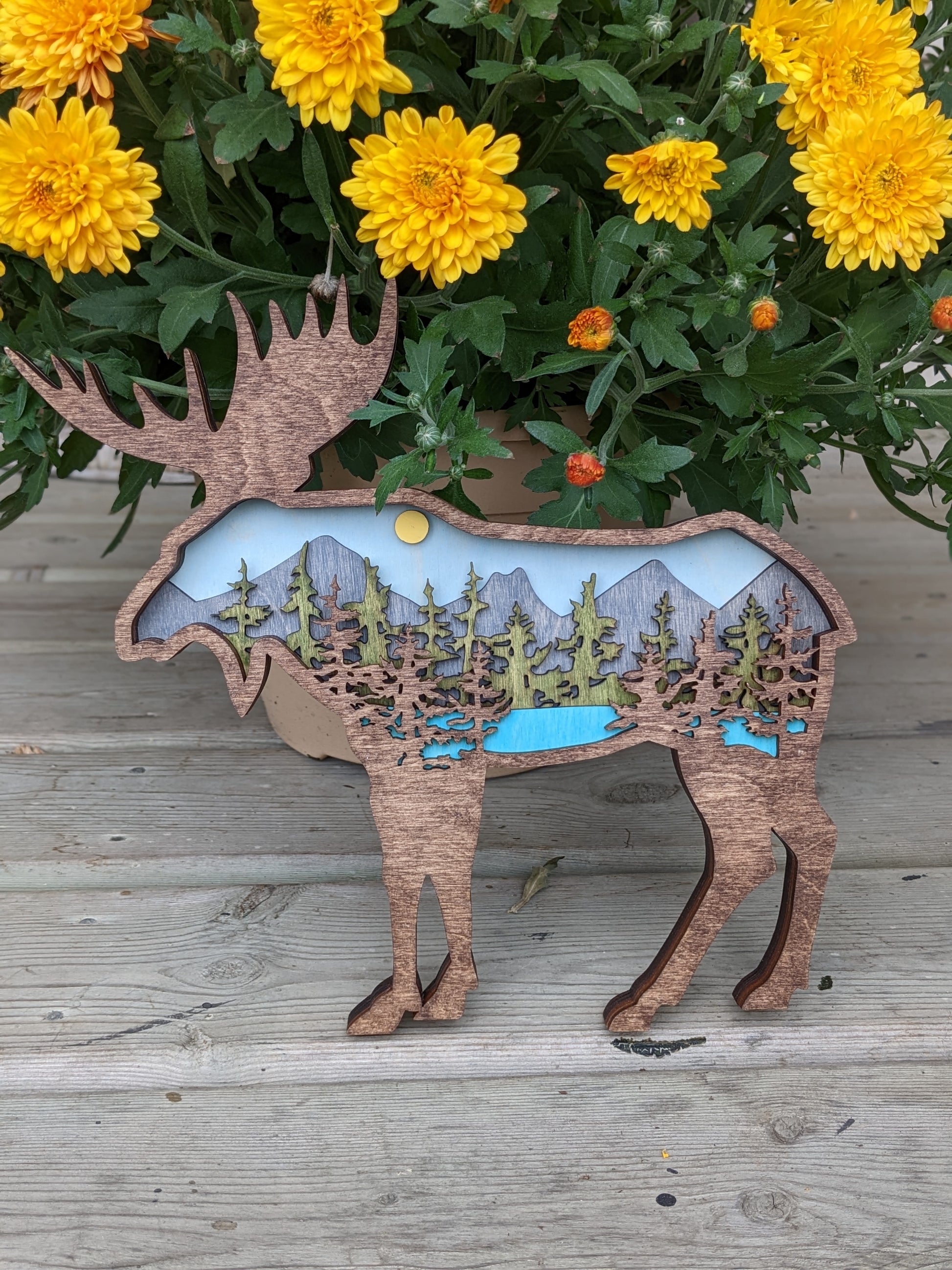 Moose shaped layered mountain scene Artwork 50.00