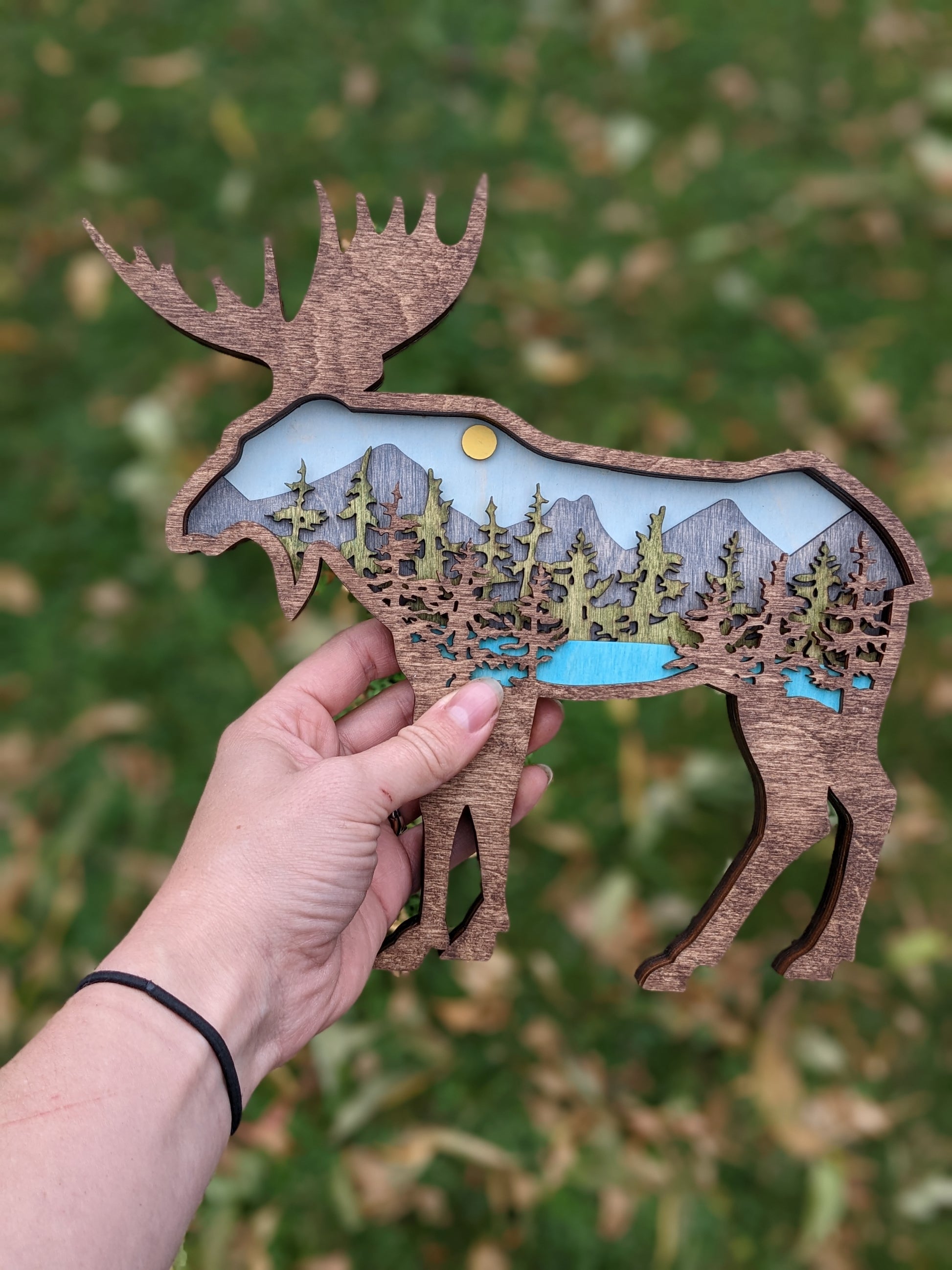 Moose shaped layered mountain scene Artwork 50.00