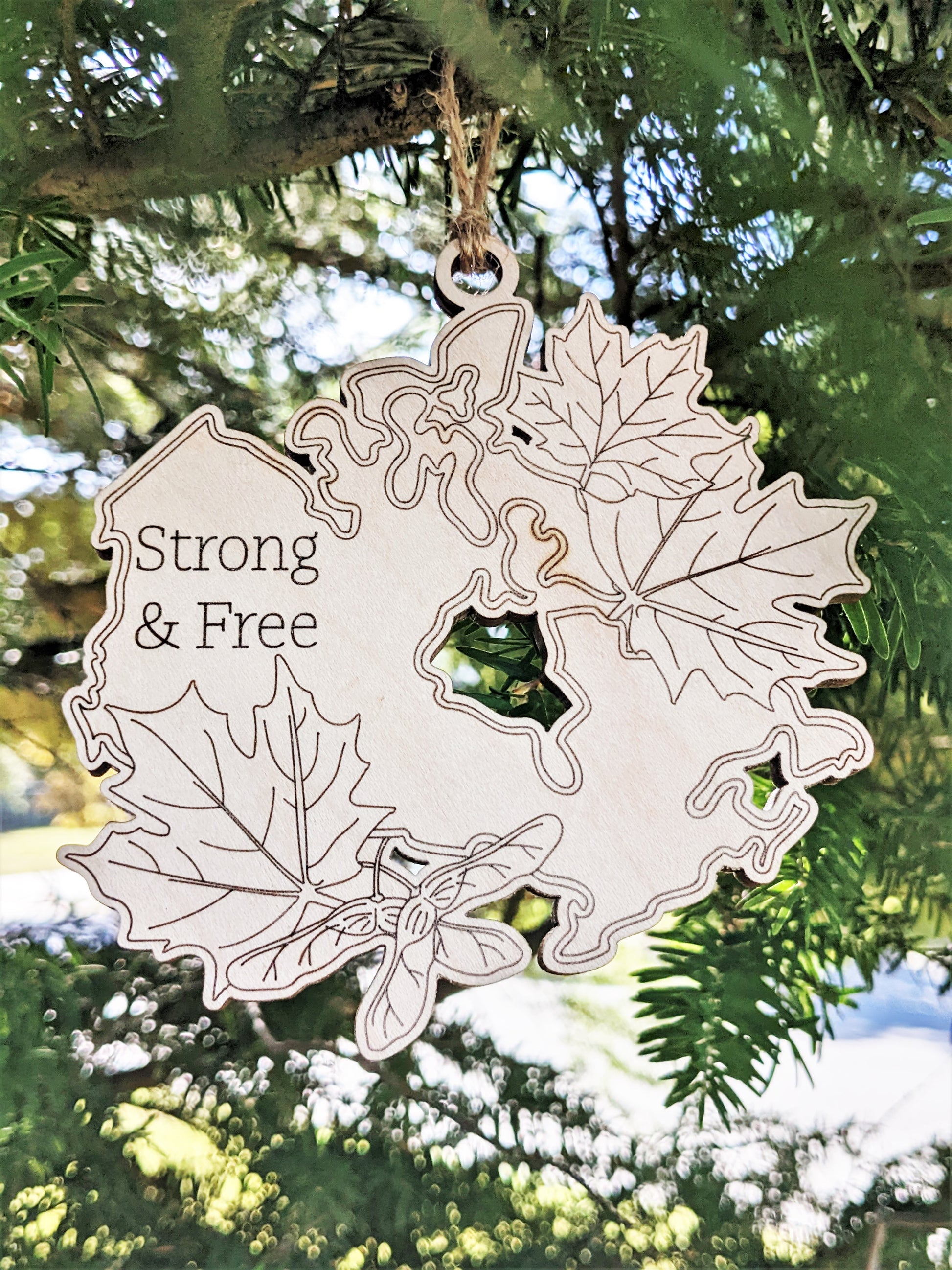 Canada Strong & Free Wooden Christmas Ornament Christmas Ornament 12.00