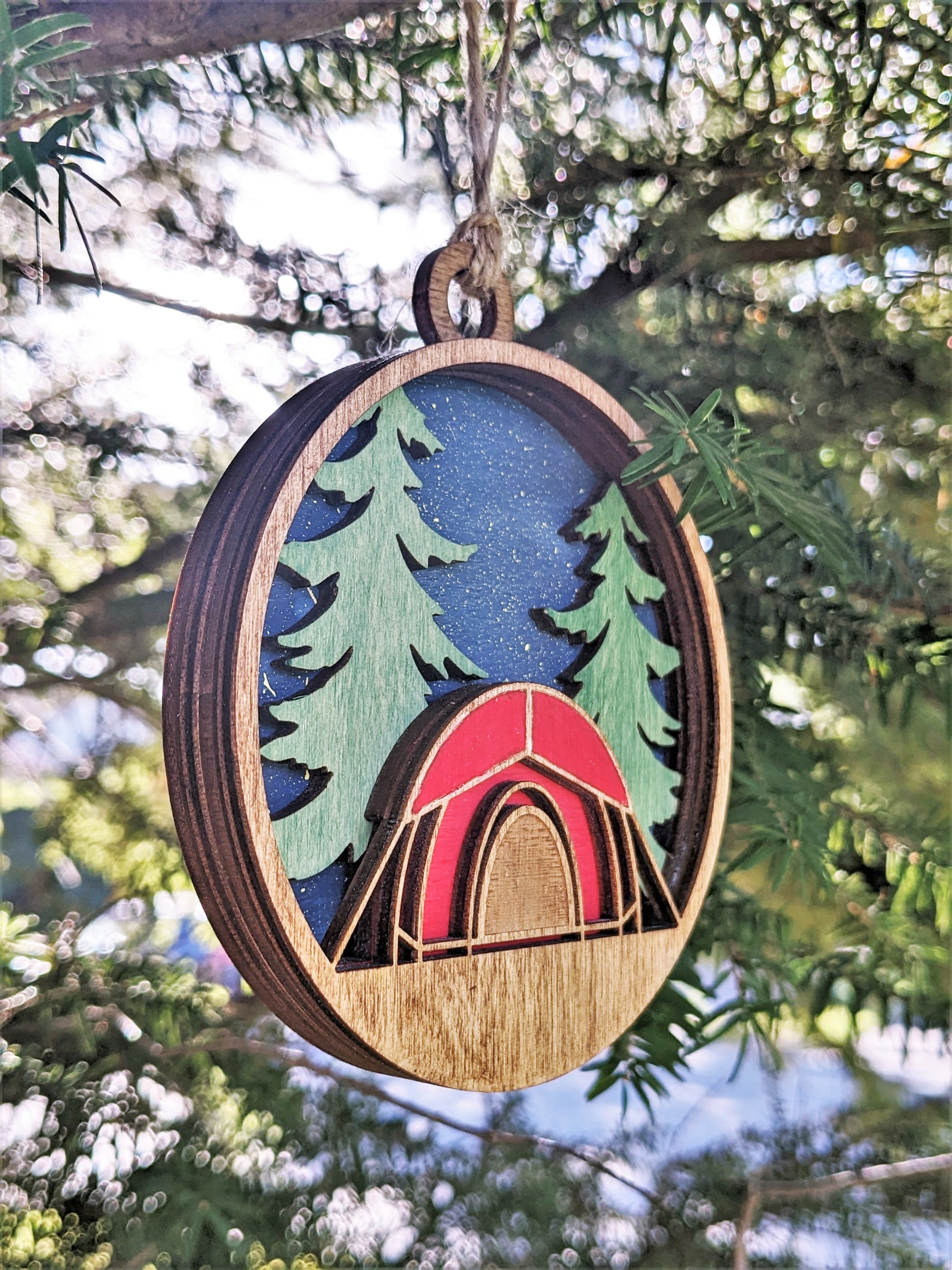 3D layered Camping Christmas Ornament / Tent Christmas Ornament Christmas Ornament 30.00