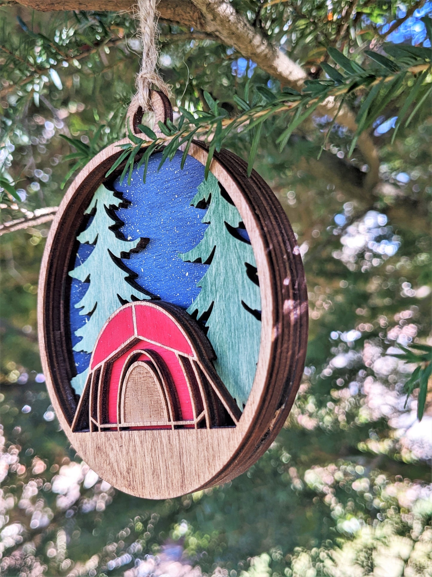 3D layered Camping Christmas Ornament / Tent Christmas Ornament Christmas Ornament 30.00