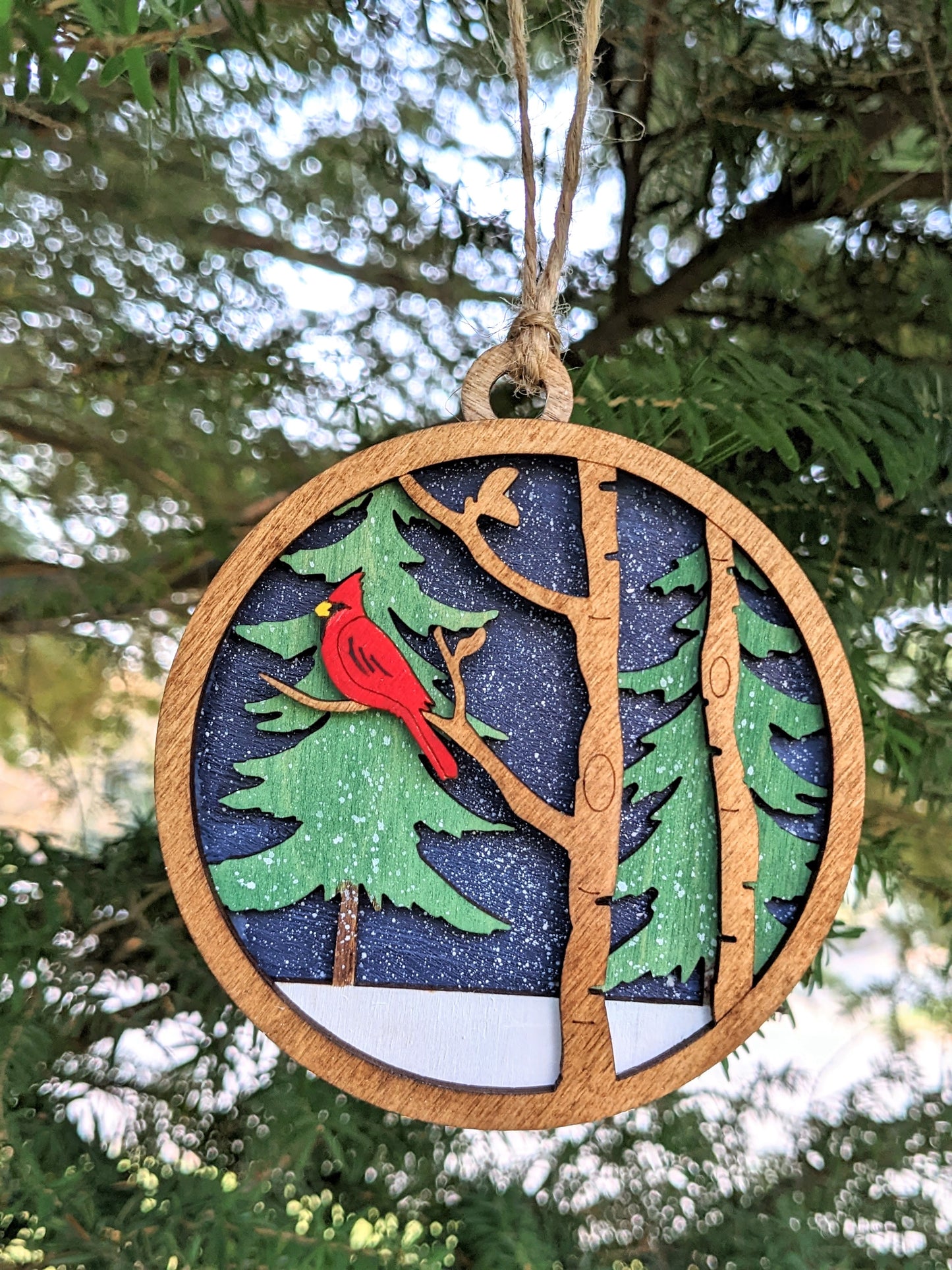 3D Layered Wooden Cardinal Christmas Ornament Christmas Ornament 30.00