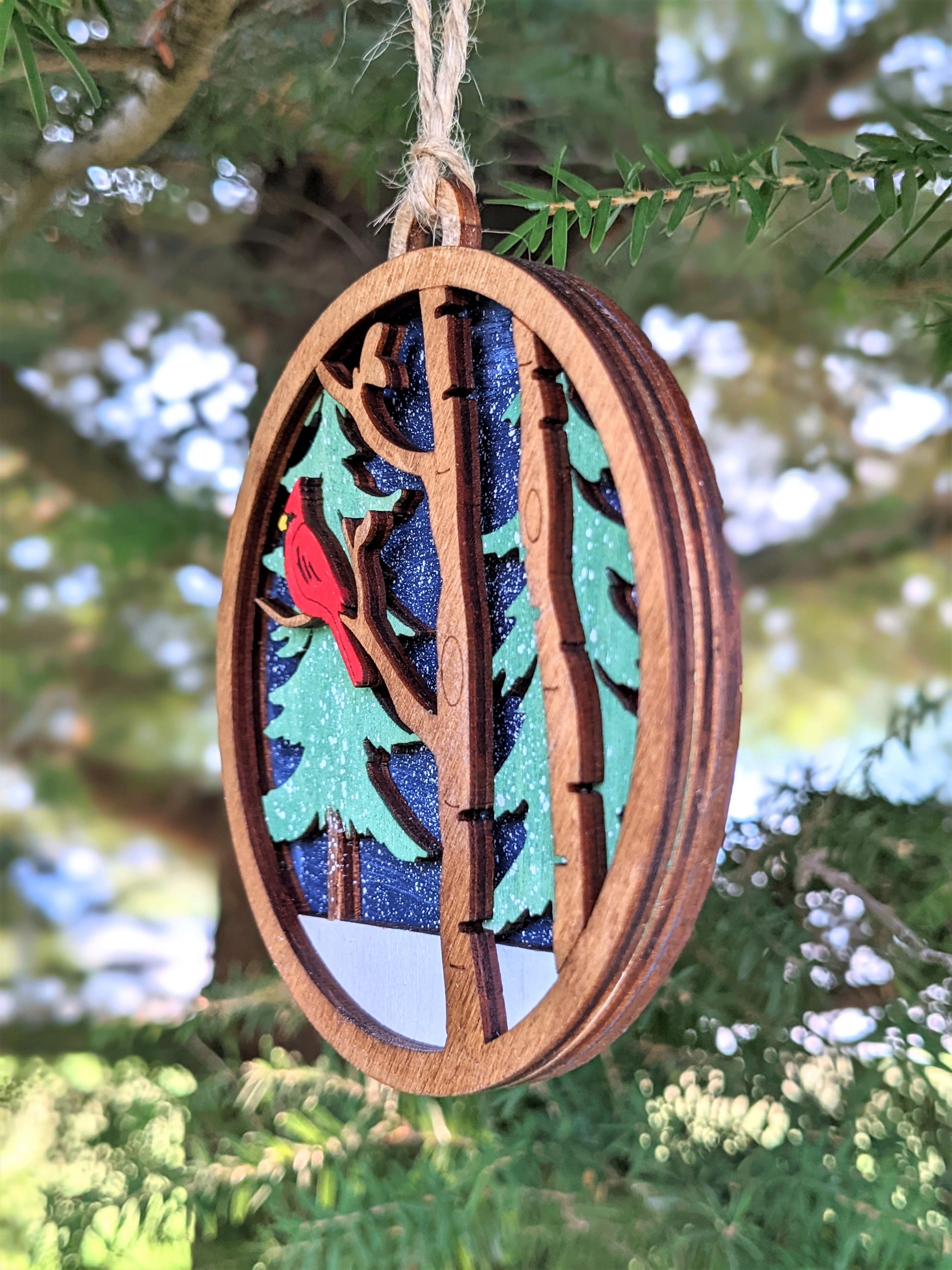 3D Layered Wooden Cardinal Christmas Ornament Christmas Ornament 30.00