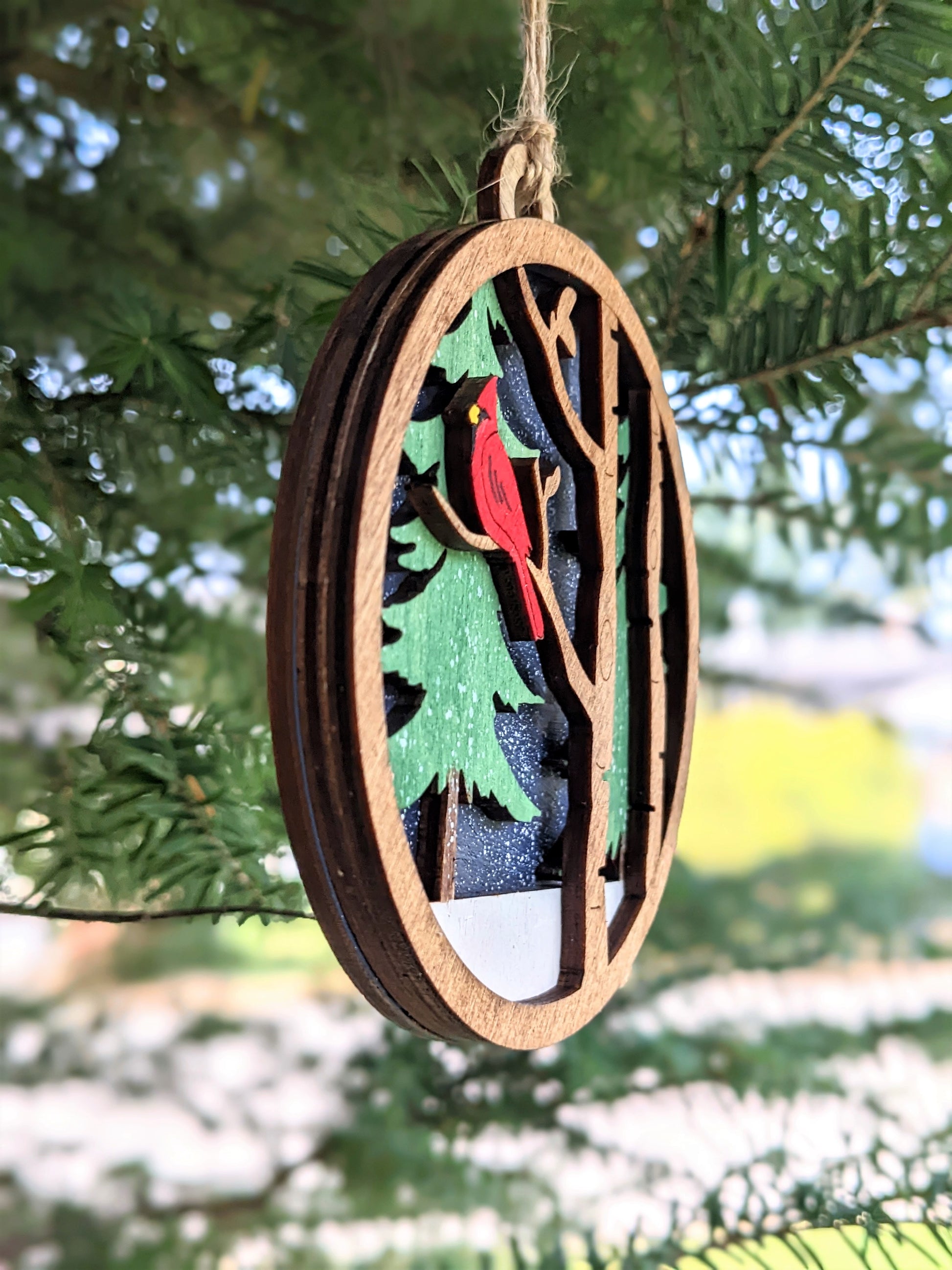 3D Layered Wooden Cardinal Christmas Ornament Christmas Ornament 30.00