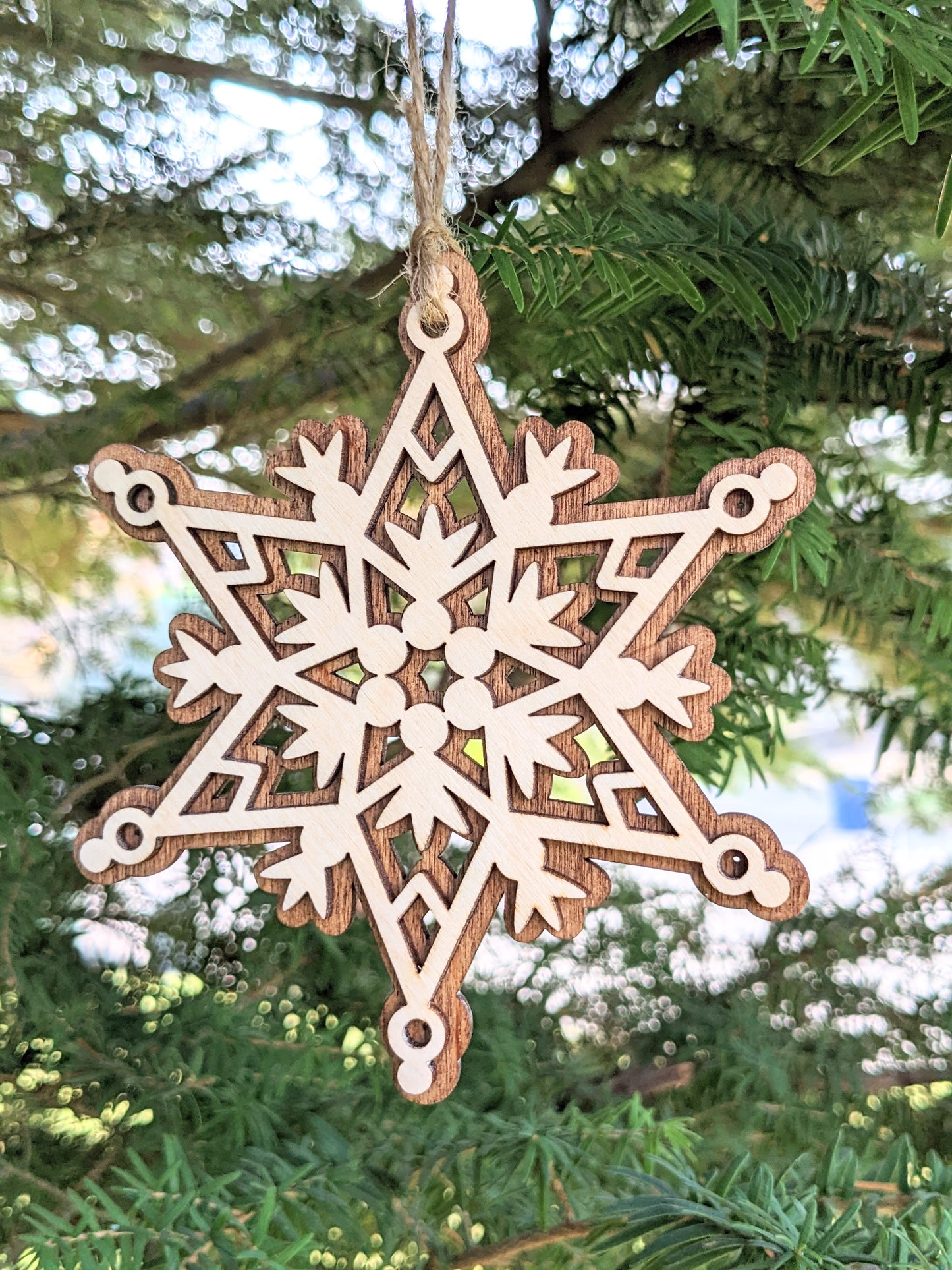 3D wooden snowflake Christmas Ornament Christmas Ornament 14.00
