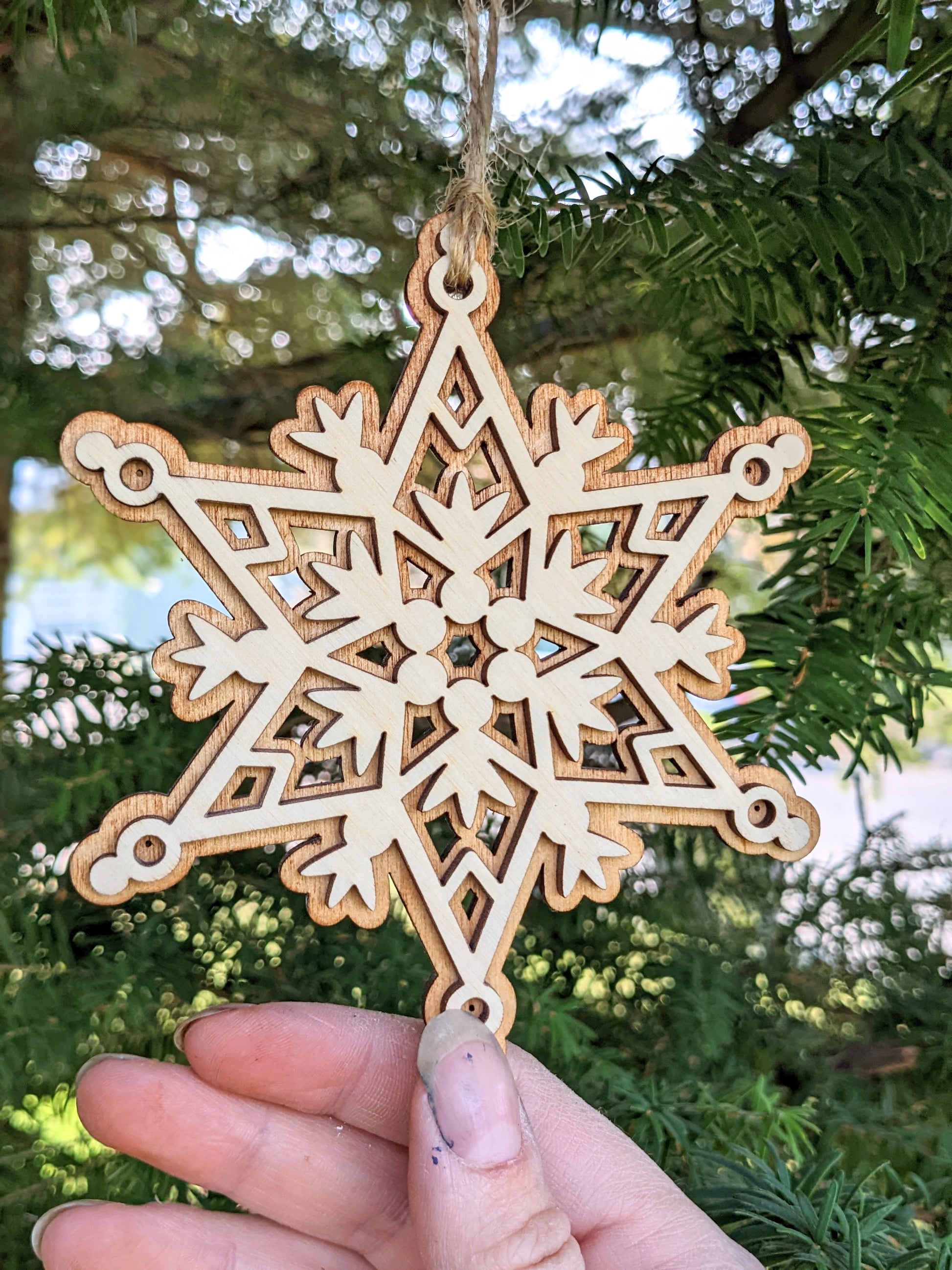 3D wooden snowflake Christmas Ornament Christmas Ornament 14.00