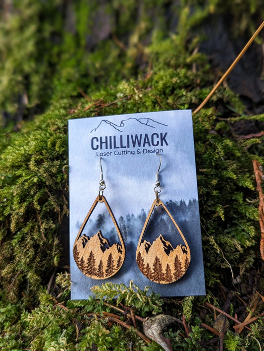 Dangly Wooden Mountain Earrings