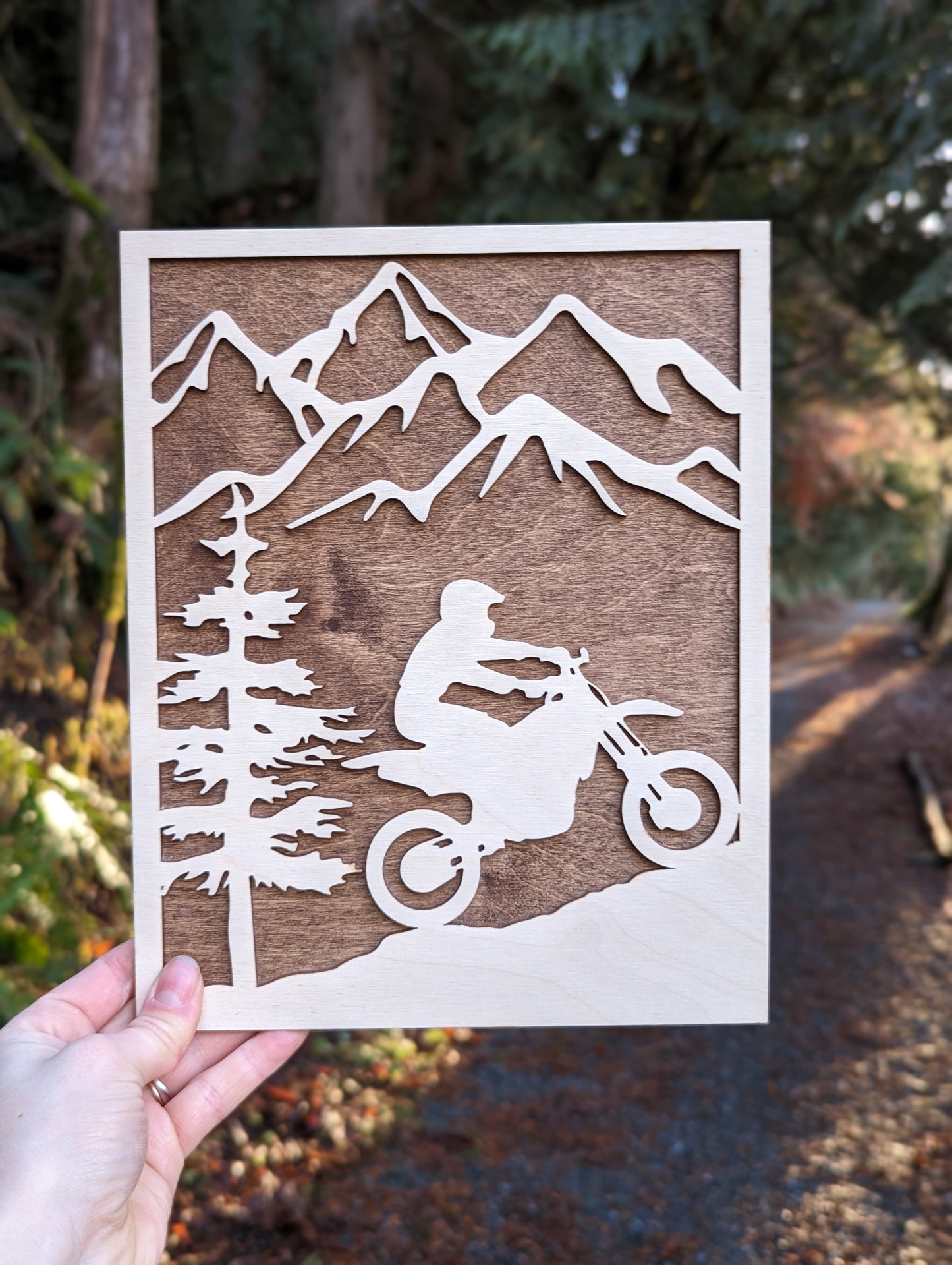 2 Layer 3D Wooden Dirt Biking Wall Art