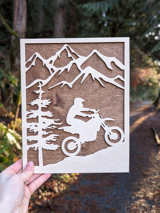 2 Layer 3D Wooden Dirt Biking Wall Art