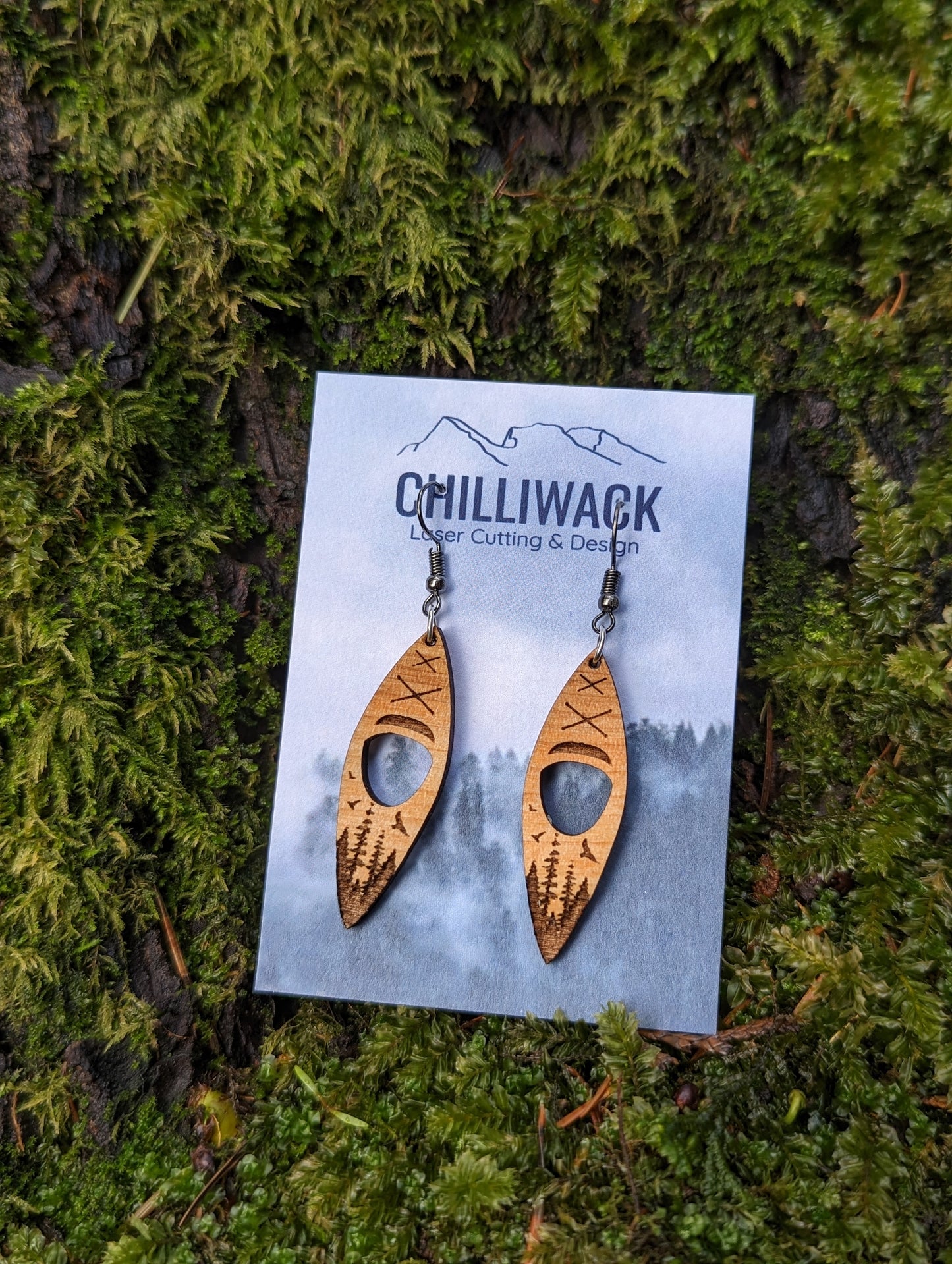 Dangly Wooden Kayak Earrings