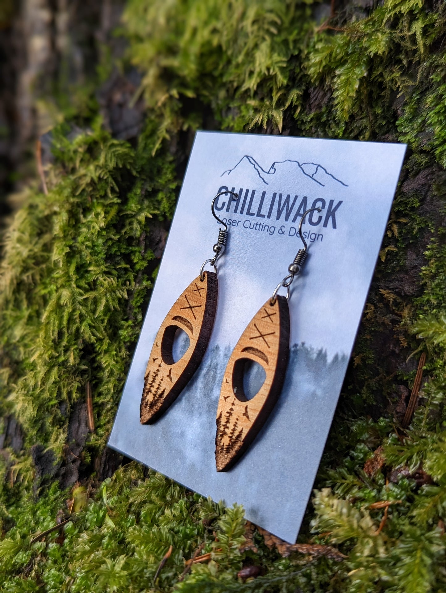 Dangly Wooden Kayak Earrings