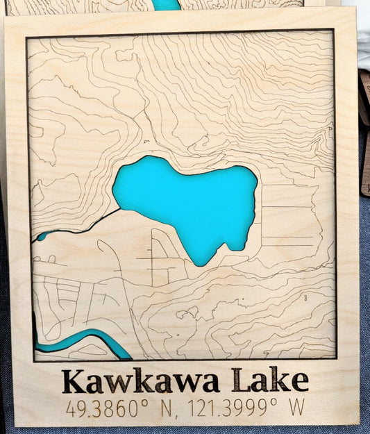 Kawkawa Lake Wooden Topographic Map Map 50.00