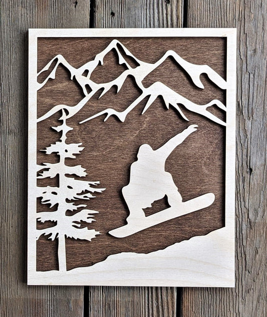 Wooden 3D Layered Snowboarding Wall Art Sign 35.00