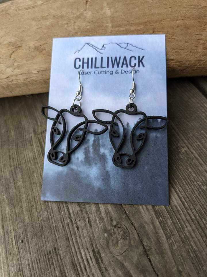 Dangly Wooden Cow Earrings Earrings 12.00