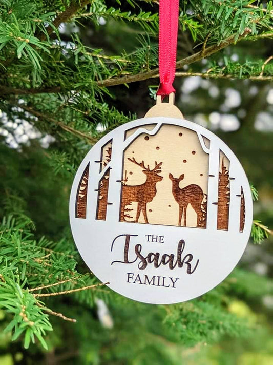 Personalized Deer Family Christmas Ornament Christmas Ornament 30.00